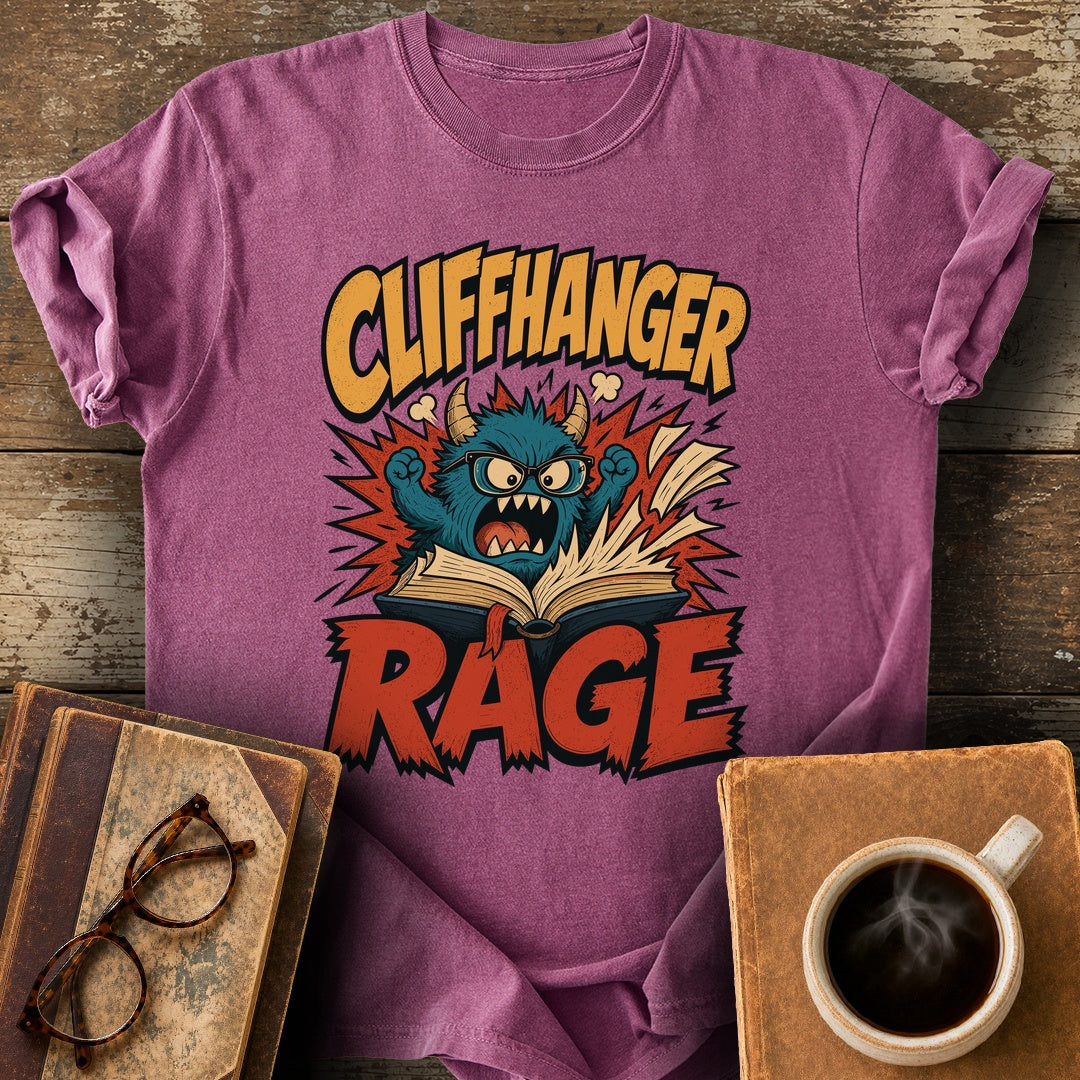 Cliffhanger Rage Tee - berry shirt mockup